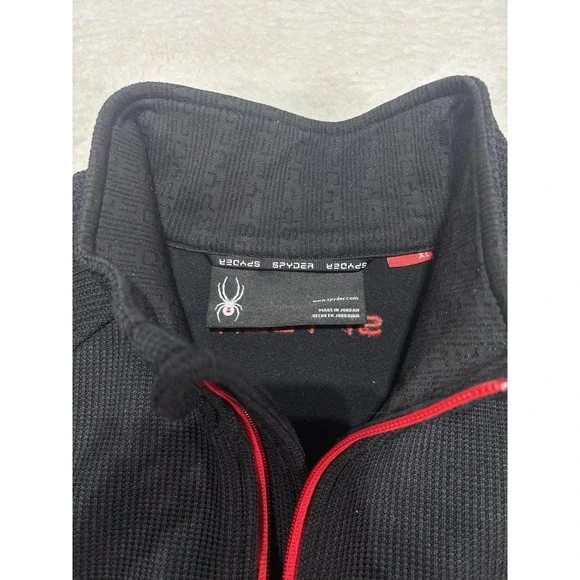 Spyder Full Zip Jacket Mens XL Black Red Fleece Lined Outdoor Warm Logo - Picture 3 of 13